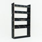 Close-up view of the bulkhead section of the Peugeot Boxer 2006- MWB Hexaboard Driver Side Toolbox and Bulkhead Racking