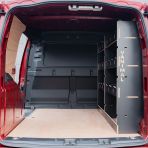 Rear van view of the Proace City Long Driver Side Hexaboard Van Racking
