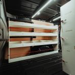 Nissan Townstar 2022 L2 dual racking set with NS Rear compartments and XL OS shelves, bungee cord ready