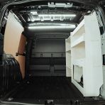 Rear van view of the VW Caddy Cargo Maxi 2021- Driver-Side Van Shelving inc Rear Ulti-Rack V2