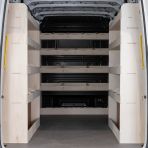 Nissan Interstar 2025 premium plywood racking with full‑width bulkhead and twin rear units