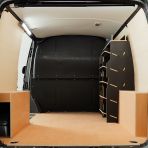 Rear van view of the Ford Transit Custom 2012-2023 Milwaukee PackOut Black Hexaboard Front Racking V2