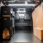 Rear van view of the Fiat Scudo 2022+ L1 Makita Makpac Toolbox Compatible Van Racking - NS Rear displayed with Makita Makpac toolboxes