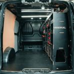 Rear van view of the Fiat Scudo 2022+ L1 Milwaukee Packout Trolley Compatible Van Racking (Full OS)