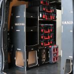 Rear van NS angle view of the Toyota Proace 2016+ L1 Milwaukee Packout Trolley Compatible Van Racking