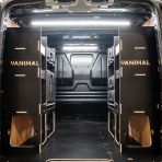 Rear van view of the Fiat Scudo DeWalt ToughSystem 2.0 Toolbox Compatible Van Racking V2 (x2 Rears) displayed with DeWalt ToughSystem 2.0 toolboxes