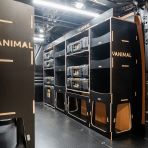 Rear van OS angle view of the Kia PV5 Cargo DeWalt ToughSystem Toolbox Compatible Van Racking (x3 V2) displayed with DeWalt ToughSystem toolboxes and top trays