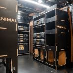 Rear van OS angle view of the Kia PV5 Cargo DeWalt ToughSystem Toolbox Compatible Van Racking (x3 V1) displayed with DeWalt ToughSystem toolboxes and top trays