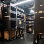 Rear van NS angle view of the Kia PV5 Cargo DeWalt ToughSystem Toolbox Compatible Van Racking (x3 V1) displayed with DeWalt ToughSystem toolboxes and top trays