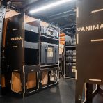 Rear van NS angle view of the Kia PV5 Cargo DeWalt ToughSystem Toolbox Compatible Van Racking (x3 V1) displayed with DeWalt ToughSystem toolboxes