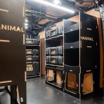 Rear van OS angle view of the Kia PV5 Cargo DeWalt ToughSystem Trolley Compatible Van Racking (x3 V1) displayed with DeWalt ToughSystem toolboxes and trolley