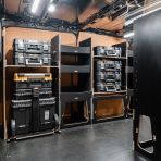 NS rear van view of the Citroen Dispatch 2016+ L1 DeWalt TSTAK Trolley Compatible Van Racking (x3 V2) displayed with DeWalt TSTAK toolboxes and trolley