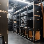 OS rear van view of the Citroen Dispatch 2016+ L1 DeWalt TSTAK Trolley Compatible Van Racking (x3 V2) displayed with DeWalt TSTAK toolboxes and trolley - top trays