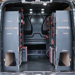 Rear van view of the Toyota Proace 2016+ L2 Milwaukee Packout Trolley Compatible Van Racking 