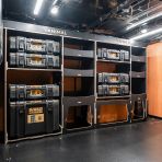 Side van angle view of the Scudo 2022- L2 DeWalt ToughSystem Toolbox Compatible Van Racking (Full OS) displayed with DeWalt ToughSystem 2.0 toolboxes and top trays