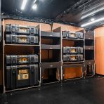 Side van angle view of the Scudo 2022- L2 DeWalt ToughSystem Toolbox Compatible Van Racking (Full OS) displayed with DeWalt ToughSystem 2.0 toolboxes