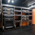 Side van angle view of the Scudo 2022- DeWalt ToughSystem 2.0 Trolley Compatible Van Racking (Full OS V2) displayed with DeWalt ToughSystem 2.0 toolboxes and trolley