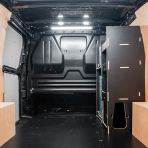 Rear van view of the Fiat Scudo 2022+ Makita Makpac Toolbox Compatible Van Racking - Front displayed with Makita Makpac toolboxes