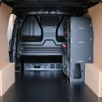 Rear van view of the Fiat Scudo 2022+ Milwaukee Packout Front Trolley Van Racking