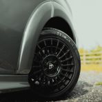 Close-up view of the wheel arches and alloy upgrade