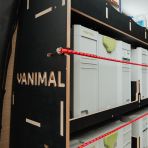 Close-up side panel view of the Vanimal branding and pre-notched for bungee cords