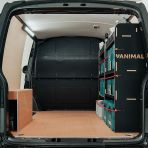 Rear van view of the Fiat Scudo SWB Hexaboard Driver Side MakPac/Toolbox Van Racking displayed with Makita and Euro toolboxes