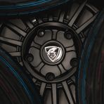 Close-up view of the Predator branding decal 