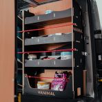 Professional black hexaboard van racking for Nissan Townstar 2022 L2 with toolbox shelves