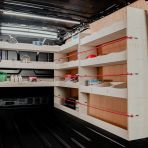 OS rear van side angle view of the Fiat Scudo LWB OS Rear Racking and Bulkhead/Front RH L-Rack