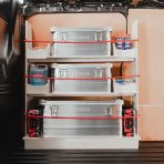 Side van view of the Transit Custom 2023- Front Predator Storage Box (x3) Ply Racking System - displayed with bungee cords