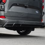 Close-up side angle view of the Transit Custom 2023- Gloss Black Rear Diffuser