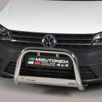 Close-up view of the VW Caddy 2015-2020 Polished Front A-Bar