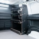 OS side angle view of the Proace City Long Double Front NS & Side Load OS Toolbox Hexaboard Van Racking 