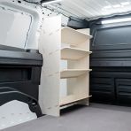 Close-up view of the NS side view of the Peugeot Partner L2 Double Front NS Toolbox & OS Side Load Van Racking