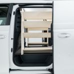 Passenger van side view of the Toyota Proace City Long Full Van Racking: Compartments with NS Side Load & OS Shelves