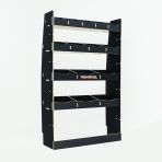 LH side angle view of the MAN TGE 2017- MWB Hexaboard Front Van Racking and Shelving Unit