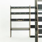 Side van view of the MAN TGE 2017- MWB Hexaboard Triple Van Racking with Toolbox Shelf