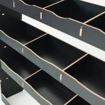 Close-up view of the racking compartments