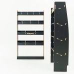 Rear van view of the MAN TGE 2017- MWB Hexaboard Front Toolbox Shelving and Bulkhead Ply Racking