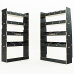 LH side angle rear van view of the MAN TGE 2017- MWB Hexaboard Front and Bulkhead Ply Racking and Shelving