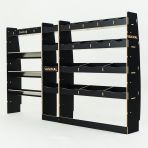 Nissan Interstar 2025 hexaboard storage system with angled toolbox shelves and 8‑compartment middle infill