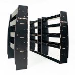 Full hexaboard L3 van racking setup for Nissan Interstar 2025 with front unit, middle infill and rear compartments