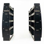 Heavy‑duty hexaboard L3 racking for Nissan Interstar 2025 with front, middle infill and multi‑compartment rear storage