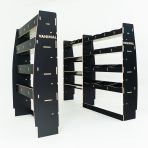 LH side angle view of the Citroen Relay 2006- SWB Hexaboard Triple Van Racking with x3 Toolbox Shelves 