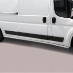 Close-up view of the Citroen Relay 2014- LWB Polished Stainless Steel Side Bars 