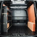 Rear van view of the VW Transporter T7 Kombi LWB NS Hexaboard Van Racking