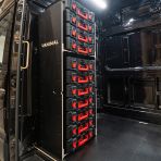 Side van view of the VW Crafter 2017+ Milwaukee Packout Toolbox Compatible Van Racking - Bulkhead displayed with Milwaukee toolboxes