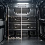 Rear van view of the VW Crafter 2017+ Milwaukee Packout Toolbox Compatible Van Racking - Bulkhead