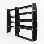 Complete hexaboard shelving system for Nissan Interstar 2025 with bulkhead, toolbox and rear modules