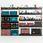 Driver side hexaboard van racking with angled toolbox shelves for Nissan Interstar 2025